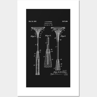 Badminton Racket Patent - Badminton Player Coach Club Art - Black Chalkboard Posters and Art